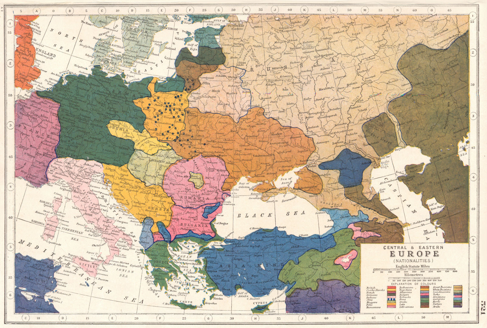 EUROPE.Central & Eastern Europe (Nationalities). HARMSWORTH 1920 old map